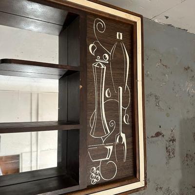 VINTAGE WALL SHELF WITH MIRRORED BACK