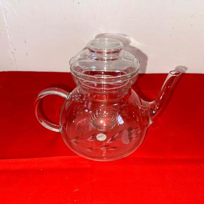 PRINCESS HOUSE CRYSTAL ETCHED Etched TEAPOT W/INFUSER INSERT