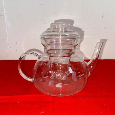 PRINCESS HOUSE CRYSTAL ETCHED Etched TEAPOT W/INFUSER INSERT