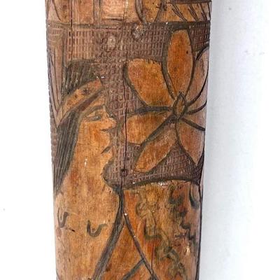 Old Hand Carved Wooden Piñata Bat