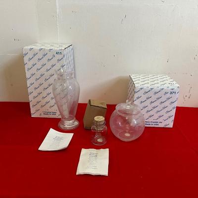 PRINCESS HOUSE CRYSTAL ETCHED VASE AND CANDY DISH
