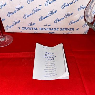 PRINCESS HOUSE CRYSTAL ETCHED PITCHER AND STEMMED GLASSES