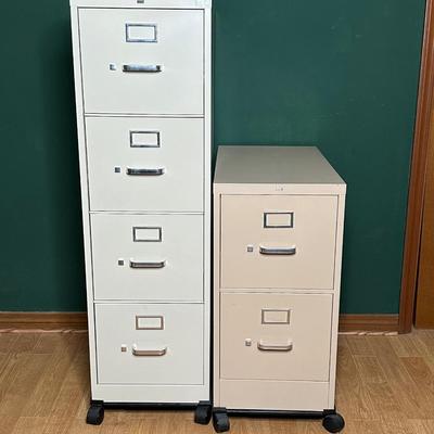 Set of 2 HON Brand Filing Cabinets on Casters