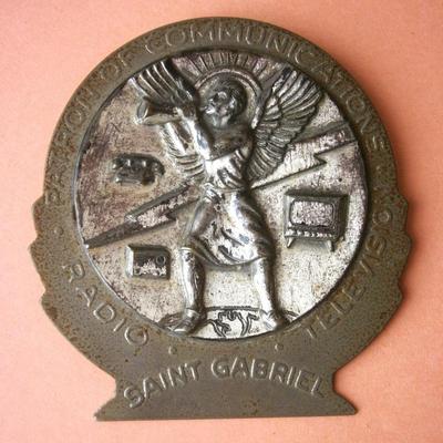 Vintage car visor clip medal St Saint Gabriel patron of communications TV radio,
