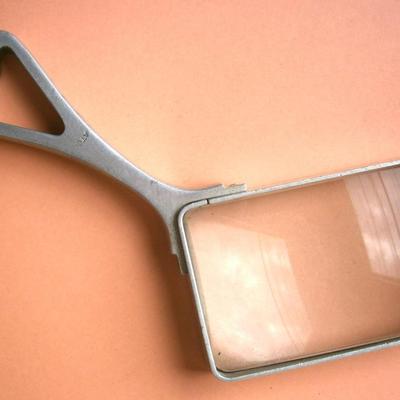 Vintage Solid Cast Aluminum Hand Held Magnifier