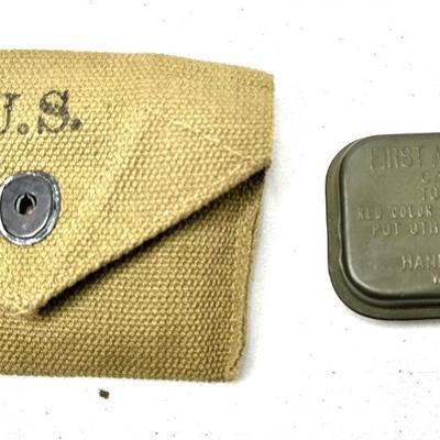WWII Military Lot - Canteens, Ammo Pouch, Compass, and More