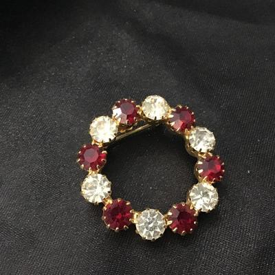 Vintage Red Crystal Brooch