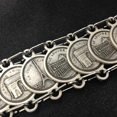 Mid-Century Parisian Souvenir Coin Type Bracelet