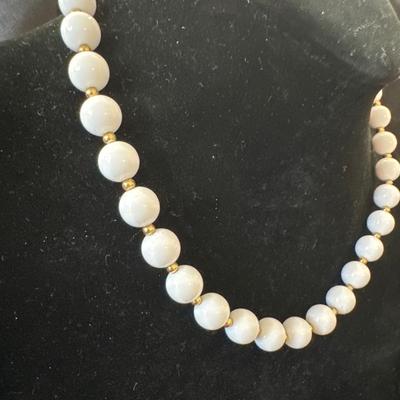Monet white bead necklace