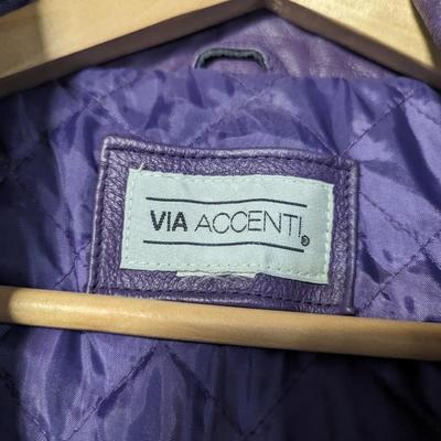 Via Accent Leather Jacket Size 28W