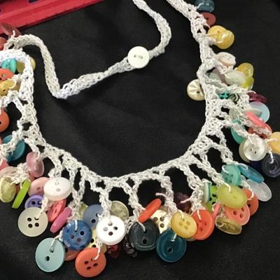 Vintage crocheted handmade Button necklace