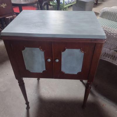 Vintage Cast Body Electric Singer Sewing Machine with Wood Cabinet