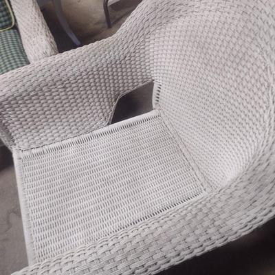 Pair of White Wicker Patio Chairs with Cushion Set