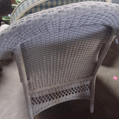 Pair of White Wicker Patio Chairs with Cushion Set