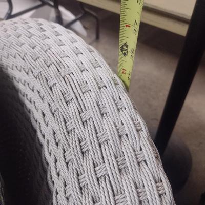 Pair of White Wicker Patio Chairs with Cushion Set