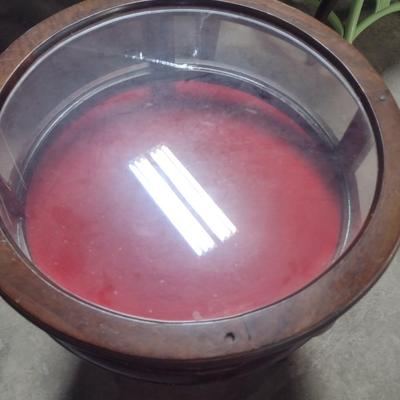 Vintage Mahogany Finish Round Curio Side Table