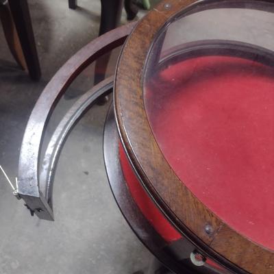 Vintage Mahogany Finish Round Curio Side Table