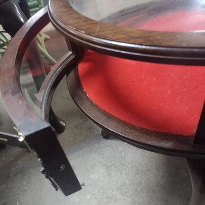 Vintage Mahogany Finish Round Curio Side Table
