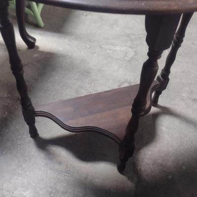 Walnut Finish Demilune Side Table