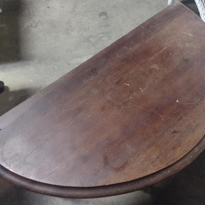Walnut Finish Demilune Side Table