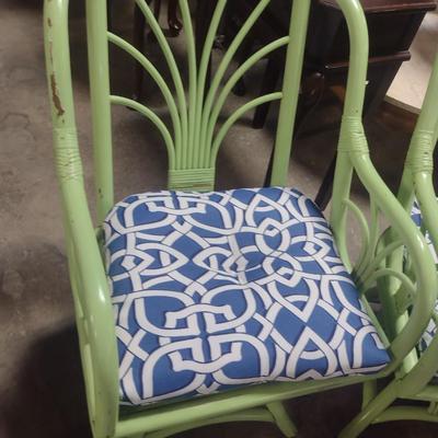 Pair of Rattan Patio Chairs with Seat Cushions