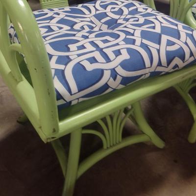 Pair of Rattan Patio Chairs with Seat Cushions