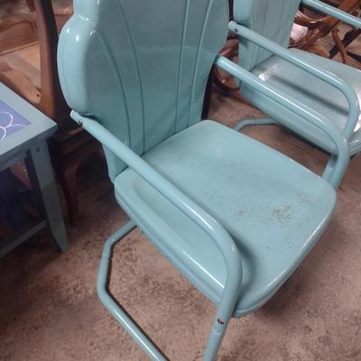 Pair of Metal Shell Back Patio Chairs