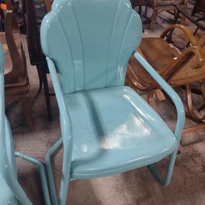 Pair of Metal Shell Back Patio Chairs