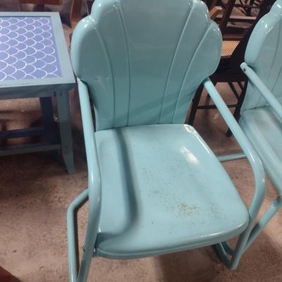 Pair of Metal Shell Back Patio Chairs