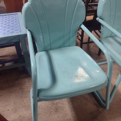 Pair of Metal Shell Back Patio Chairs