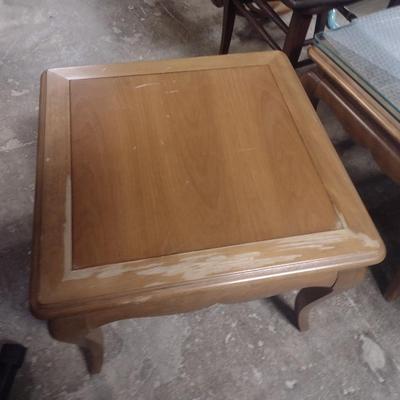 Pair of Mid-Century Side Tables with Glass Panel Tops