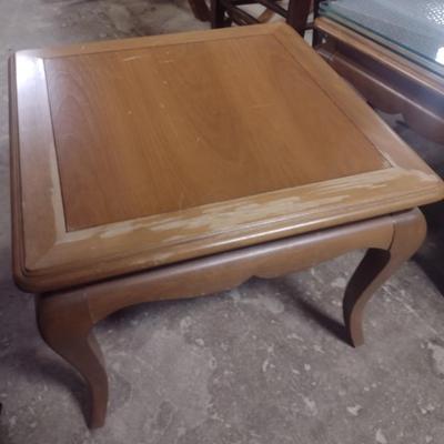 Pair of Mid-Century Side Tables with Glass Panel Tops