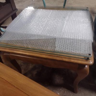 Pair of Mid-Century Side Tables with Glass Panel Tops