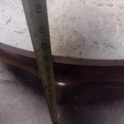 Mid-Century Round Coffee Table with Marble Top