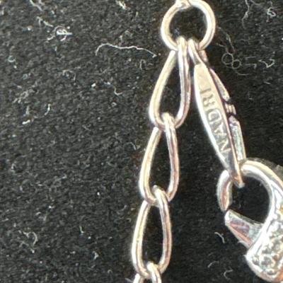Nadri Designer, pink stone, silver tone necklace