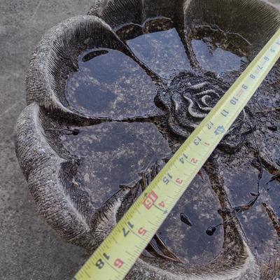 Vintage Concrete Birdbath with Flower Petal Design Bath