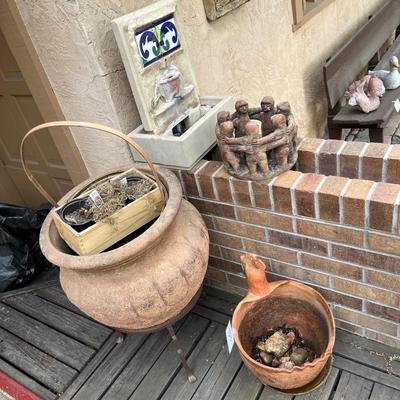 Lot of pots & water fountain