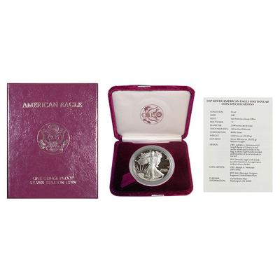 1987-S Proof Silver Eagle with Box & COA