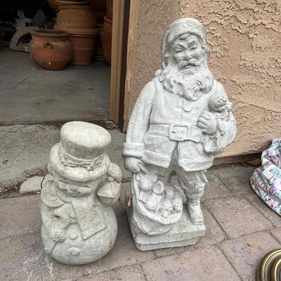 Cement Snowman & Santa