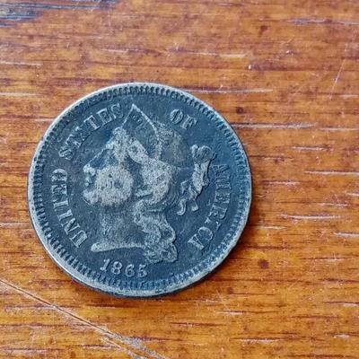 LOT 59 1865 THREE CENT COIN