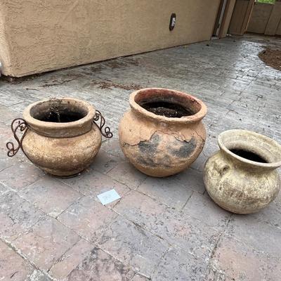 3 Mexican style pots