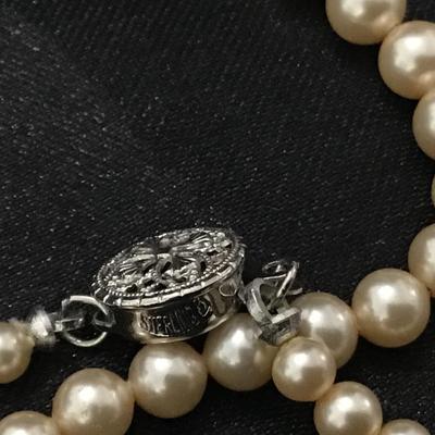 Sterling Clasp Vintage Ivory Pearl Style Necklace