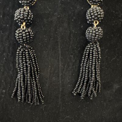 Black beaded drop dangle earrings