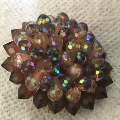 Vintage 1960’s West Germany beaded dome cluster Brooch