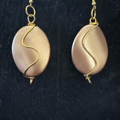 Bronze toned Gold toned drop dangle earrings