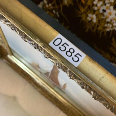 Antique Oil On Canvas Sailboats Gold Gilt Framed