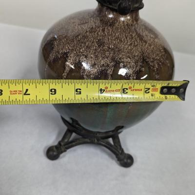 Ceramic Base With Metal Neck Vase