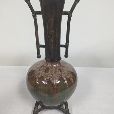 Ceramic Base With Metal Neck Vase