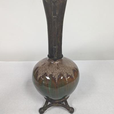 Ceramic Base With Metal Neck Vase