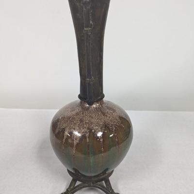 Ceramic Base With Metal Neck Vase